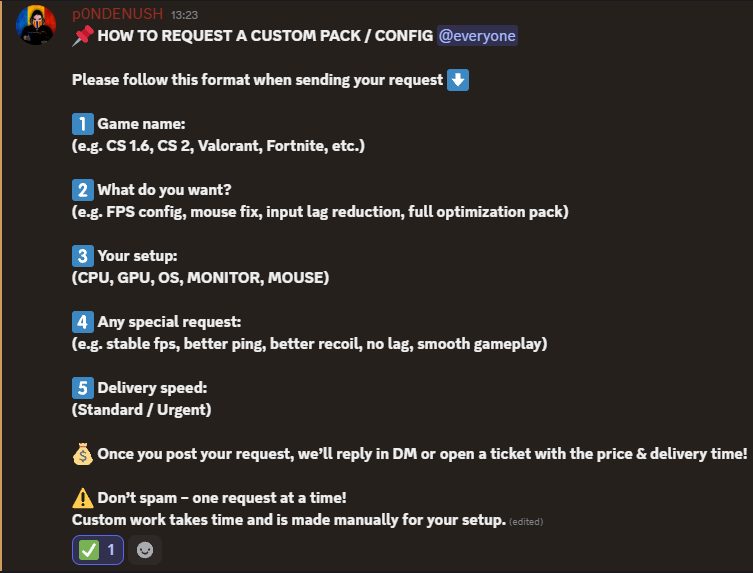 [1.004] CUSTOM REQUEST – PERSONALIZED CONFIGS & OPTIMIZATION PACKS by p0NDENUSH (MADE FOR YOU)